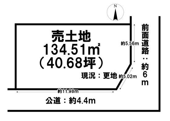 北葛城郡広陵町三吉元大垣内方　建築条件なし土地の土地図