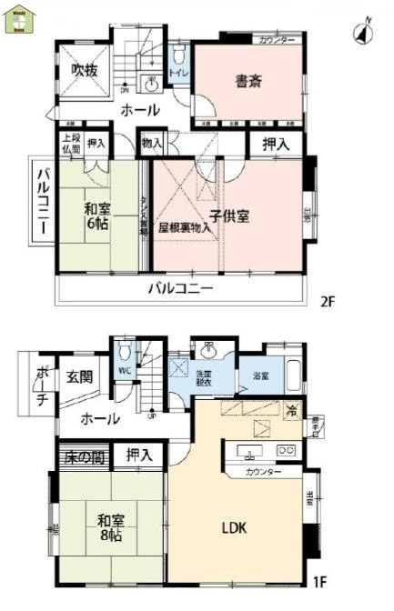 春日部市豊町2丁目　中古一戸建ての間取り