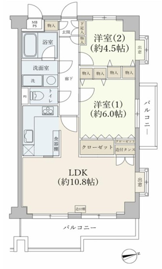 【間取り】 | レジェンド浮間公園 | 東・北・西に開口部がある角部屋なので、陽当たり・通風良好です！