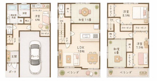 金田町6丁目　中古一戸建ての間取り|間取り図はいかがですか？ご希望を叶える間取りですか？リビングの広さは？水回りの位置は？カウンターキッチン？など色々な情報が集約されています。弊社ではリフォームなどのご相談も承っております。