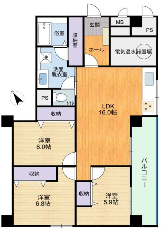 竹屋町マンションの間取り