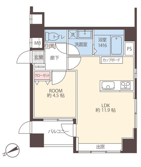 【間取り】 | リヴェール池袋 | 北・西・南向きの開口部なので、陽当たり・通風良好です！