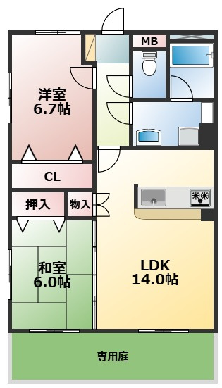 熊本市中央区出水３丁目の賃貸マンションの間取り