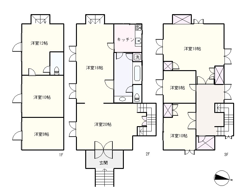 S1787H　白浜洋館別荘の間取り