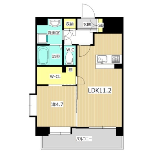熊本市中央区千葉城町の賃貸マンションの間取り