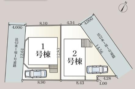 八王子市　長房町　新築一戸建て　３３期の区画図|～南西4ｍ道路に面しています～