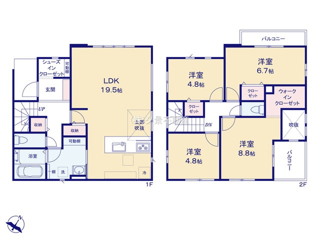 《仲介手数料無料》越谷市東越谷１０丁目103-4新築一戸建てLIGAREの間取り