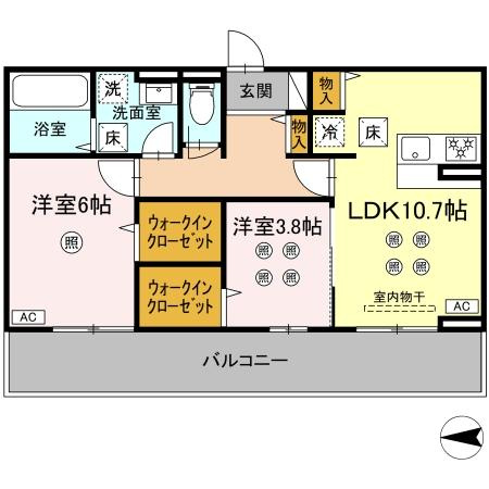 熊本市南区出仲間１丁目のアパートの間取り