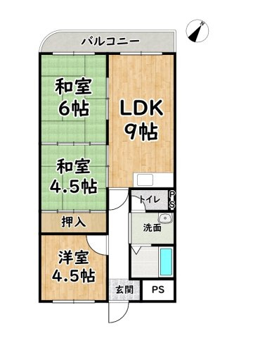 エバーグリーン今宿Ｂ棟の間取り