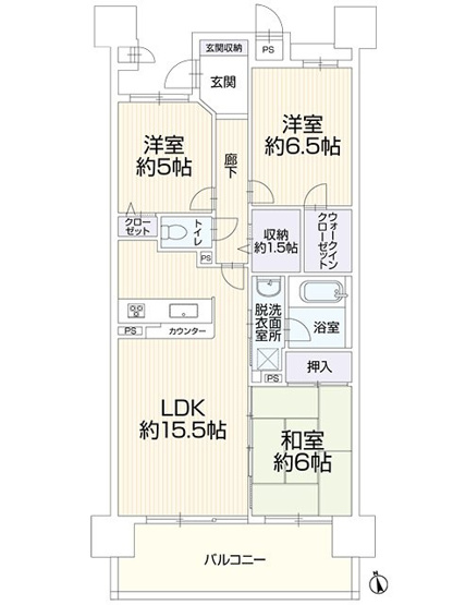 【間取り】 | ライオンズマンション矢田川橋緑地ウエスト 中古マンション | 効率的かつ暮らしのことをしっかり考えた間取りです
