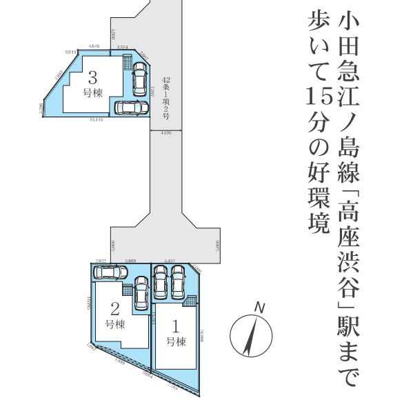 藤沢市長後新築戸建て　3期3号棟の区画図|区画図「藤沢市長後新築戸建て」