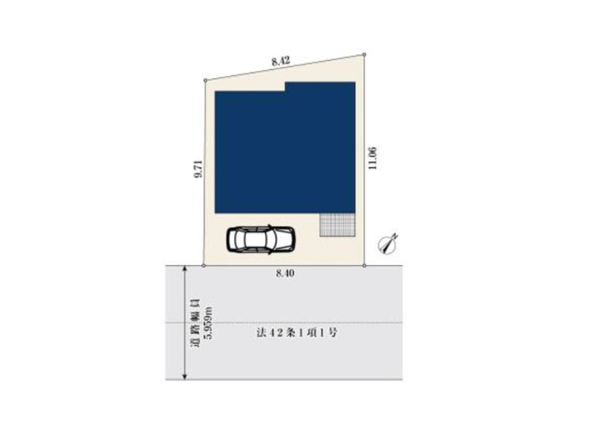 【区画図】 | 志木市本町2丁目　新築一戸建住宅　全1棟　(志木本店) | 南東側6ｍ道路に面した開放的な立地。
交通量が少ないので車の出し入れもスムーズに行えます。