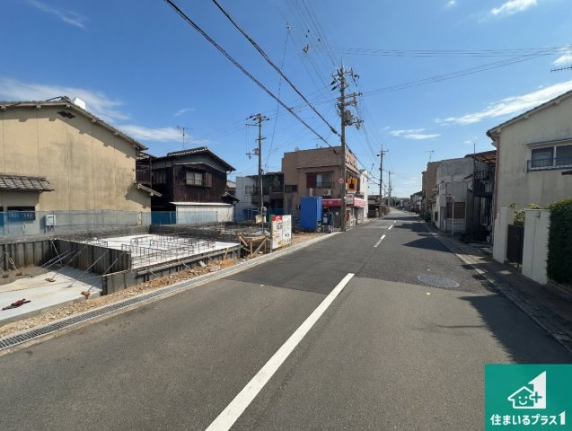 明石市魚住町西岡　第14期　新築一戸建ての前面道路含む現地写真|周辺は落ち着いた街並みの住宅地！子育てがしやすい住環境です！まだ未完成ですが、現地でしかわからない事もございます。是非一度ご覧ください。