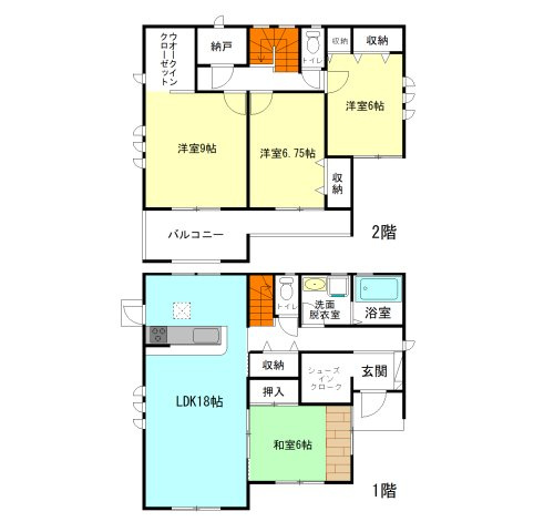 【間取り】 | リーブルガーデン.S前橋市総社町第2植野ー③ | 全居室南向き＋6帖以上ののびのび間取り！
玄関には嬉しい大容量シューズインクローク完備！