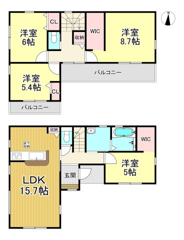 知多市日長台第2　全1棟の間取り|4LDK+2WIC☆