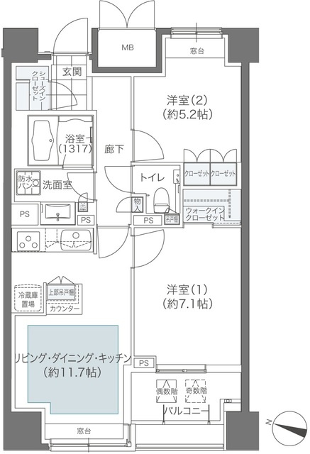 メゾンカルム本郷の間取り|2LDK