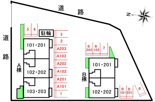 アレグレッチェ　Ｂの区画図|駐車場