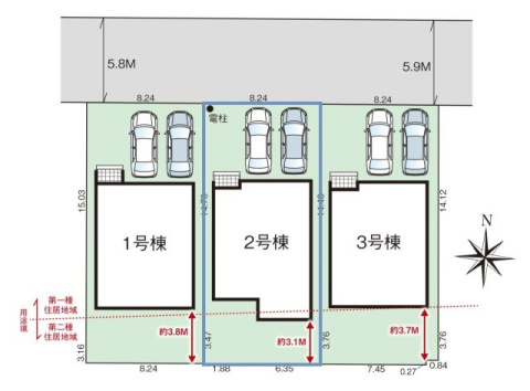 いの町駅東町 -2期3棟・2号棟-新築戸建ての区画図