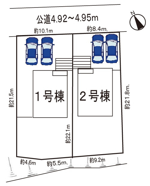 小牧市大字大草　新築戸建　１号棟の区画図|駐車場並列２台可