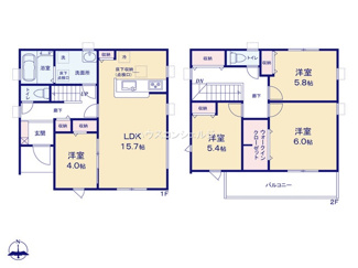 【間取り】 | 名古屋市中川区下之一色町字宮分168【仲介手数料無料】新築一戸建て　2号棟