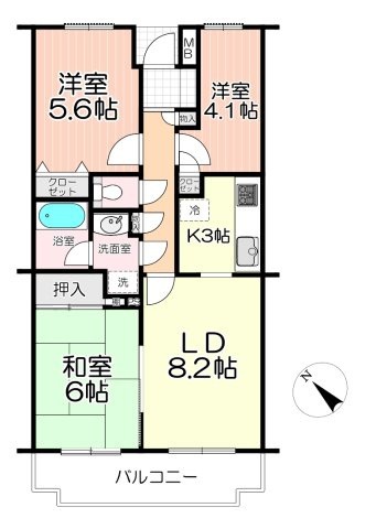 ステイツ新所沢の間取り|5階建て5階部分、最上階、3LDKの間取りです。
