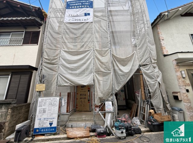 松原市西大塚　第2期　新築一戸建ての外観|周辺は落ち着いた街並みの住宅地！子育てがしやすい住環境です！まだ未完成ですが、現地でしかわからない事もございます。是非一度ご覧ください。