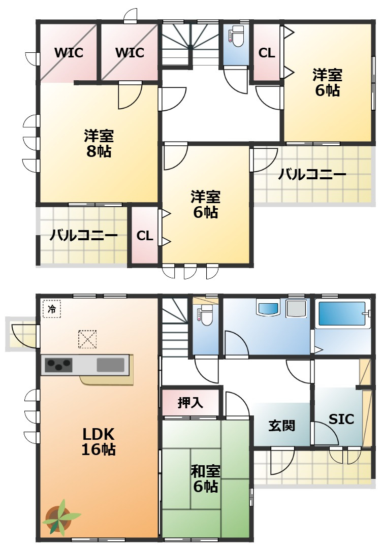 LiveleGarden.S上三川町上三川第11の間取り|全室南向きで陽当たりの良い間取りです