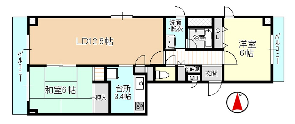 ダイアパレス高田弐番館西棟の間取り