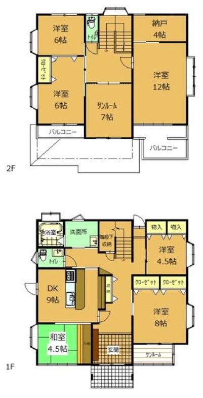 【中古戸建】太田市牛沢町の間取り|■間取り図｜敷地面積：374.43㎡（約113.26坪）建物面積：173.74（52.55坪）