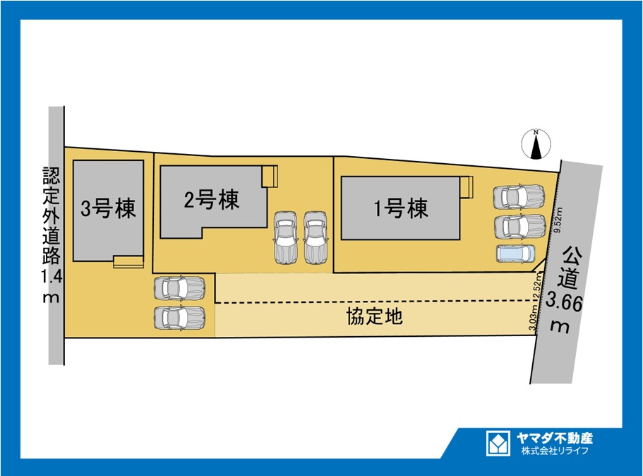 リナージュ　一宮市今伊勢町馬寄01期　全3区画分譲の区画図|■区画図
■YAMADA電機の　ヤマダ不動産　株式会社リライフ　
いつでもお問合わせ下さい。
