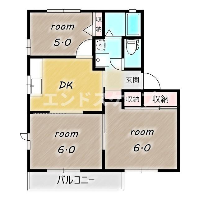 プレゼンテ大和Bの間取り|高崎、前橋のお部屋探しはエンドスケープまで！お客様の理想お聞かせ下さい♪