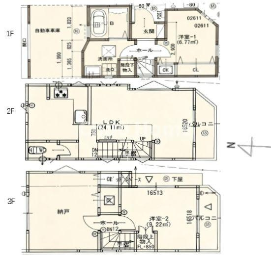 千住元町中古住宅の間取り|南東角地につきまして日当たり・通風良好