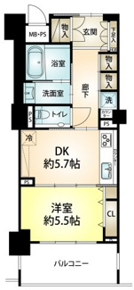 【間取り】 | ワコーレハート明舞 | 1DK