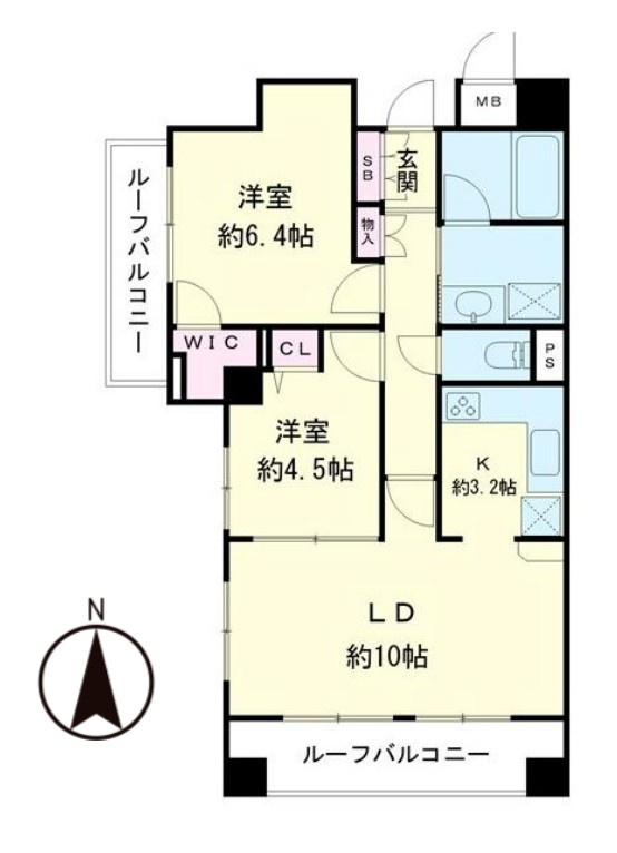 セザール第二池袋本町の間取り|セザール第二池袋本町：南向き角部屋につき陽当り良好！全居室に収納・窓が付いた２ＬＤＫフルリフォーム物件は令和８年６月末完成予定となっております！