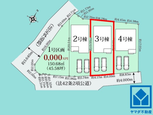 西宮市山口町上山口１丁目　01期　3号棟の区画図