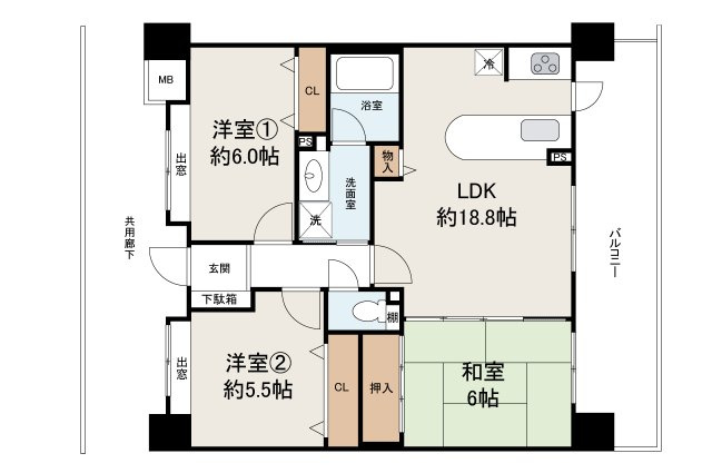ジュネス岸和田フィオーレの間取り|現状でのお引渡し。定額リフォームパック（オプション）利用可。詳細はお問合せください。