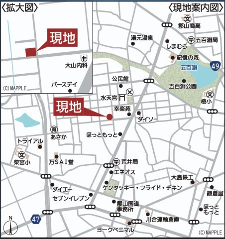 新築戸建・新築建売　郡山市久留米第14　柴宮小・第三中の地図|現地案内図