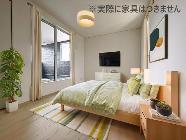 新築戸建・新築建売　郡山市久留米第14　柴宮小・第三中の洋室|画像はバーチャルホームステージングの加工による演出で、実際の家具は付きません。