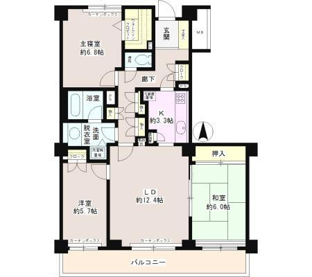 武蔵野市中町３丁目の賃貸マンションの間取り