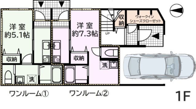 【間取り】 | ■祐天寺駅６分■令和２年築■東南角地■賃貸併用■４ＬＤＫ■ルーフバルコニー■住友不動産の注文建築 | 【１階】
諸費用３００万円ＯＦＦ！
特別キャンペーン中！
■祐天寺駅６分
■令和２年築
■東南角地
■賃貸併用（１Ｒ×２）
■４ＬＤＫ
■広々ルーフバルコニー
■住友不動産の注文建築