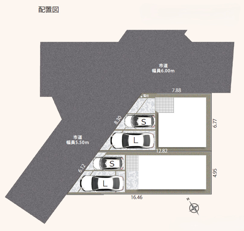 静岡市駿河区中原３期　全２棟の区画図