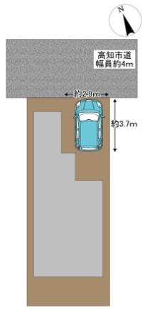 「全居室6帖以上」高知市北竹島町　中古一戸建ての区画図|駐車場完備。車1台分のスペースで快適なカーライフを。