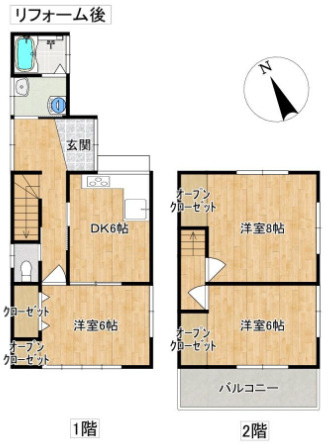 「全居室6帖以上」高知市北竹島町　中古一戸建ての間取り|各部屋6帖以上のゆとり。多様なライフスタイルに対応する間取り。