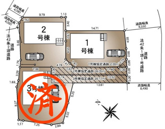 【区画図】 | 郡山市富田町町内新築一戸建て3棟