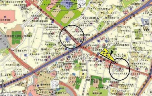 港区六本木５丁目の事務所の地図
