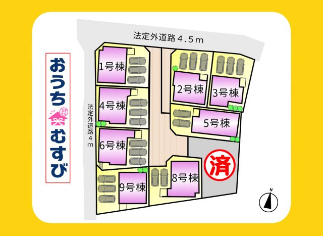 小牧市東田中2期(全9棟)の区画図