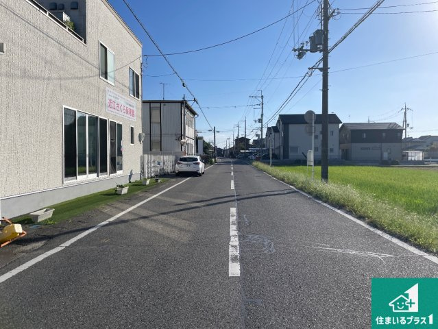 守山市川田町　第1期　新築一戸建ての前面道路含む現地写真|周辺は落ち着いた街並みの住宅地！子育てがしやすい住環境です！まだ未完成ですが、現地でしかわからない事もございます。是非一度ご覧ください。