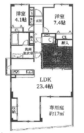 ロイヤルヒルズ富雄Cの間取り