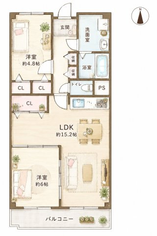 住道グランドコーポの間取り|間取り図はいかがですか？ご希望を叶える間取りですか？リビングの広さは？水回りの位置は？カウンターキッチン？など色々な情報が集約されています。弊社ではリフォームなどのご相談も承っております。