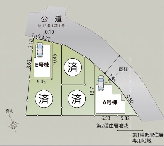鶴見・駒岡Ⅲ　E号棟の区画図